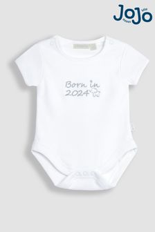 JoJo Maman Bébé White Born in 2024 Embroidered Bodysuit (K76922) | NT$560