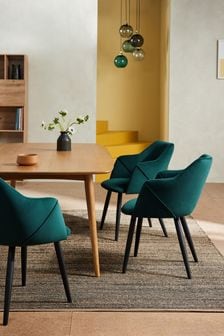 MADE.COM Set of 2 Pine Green and Black Legs Lule Arm Dining Chairs (K76969) | €377