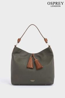 Зеленый хромированный - Кожаная сумка-хобо OSPREY LONDON The Savanna (K77050) | €172