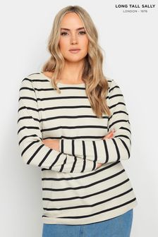 Long Tall Sally Natural Long Sleeve Stripe T-Shirt (K77177) | kr310