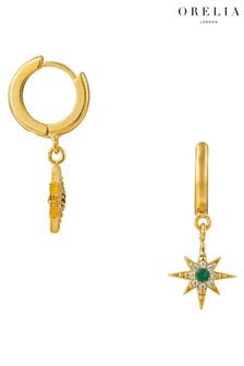 Orelia London Gold Plated Emerald Pave Starburst Huggie Hoop Earrings (K77212) | 167 LEI