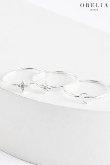 Orelia London Silver Plated Celestial Stacking Rings