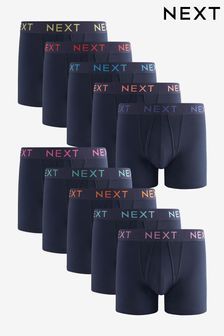 Navy Blue Texture Waistband 10 pack A-Front Boxers (K77252) | ￥7,430