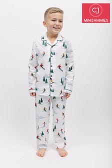 Cyberjammies White Ski Print Long Sleeve Pyjama Set (K77274) | €39