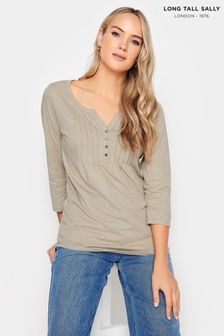 Long Tall Sally Natural Henley Top (K77511) | AED122