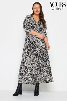 Yours Curve Black/White Maxi Wrap Dress (K77517) | $63