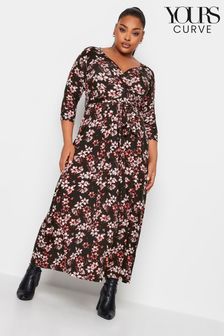 Yours Curve Black/Red Maxi Wrap Dress (K77519) | €53