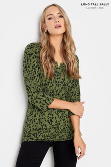 Long Tall Sally Green Henley Top (K77529) | AED122
