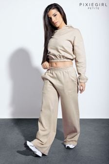 PixieGirl Petite Natural Los Angeles Embroidered Wide Leg Joggers (K77532) | €15