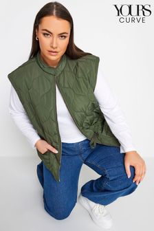 Yours Curve Green Soft Touch Pearl Embellished Gilet (K77543) | AED108