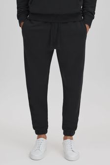Reiss Washed Black Ali Fleece Lined Cotton Joggers (K77581) | SGD 243