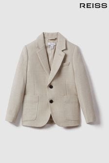Reiss Stone Attire Teen Textured Wool Blend Single Breasted Blazer (K77617) | kr2,041
