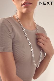 Silver Tone Long Chain Link Necklace (K77623) | $24