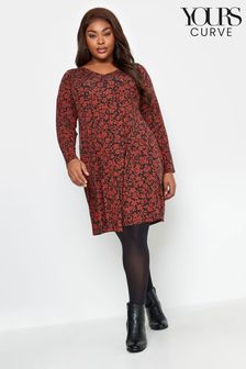 Rot - Yours Curve Kleid mit plissierter Vorderseite (K77641) | 20 €