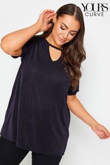 Yours Curve Purple Cut Out Neck T-Shirt (K77657) | SGD 46