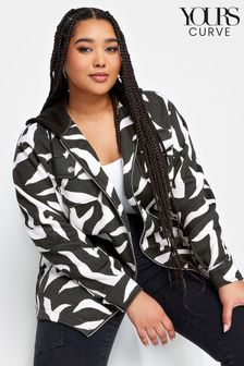 Yours Curve Black Zebra Print Hooded Shacket (K77670) | AED189