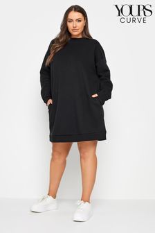 Yours Curve Black Sweat Tunic Dress (K77705) | AED150