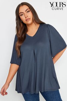 Yours Curve Blue Pleated Swing Top (K77745) | €31