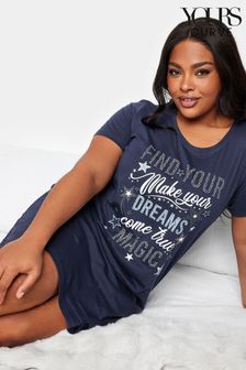 Yours Curve Blue Star Texture Text Dippedback Nightdress (K77761) | $30