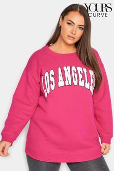 Yours Curve Pink Embroidered Slogan Sweatshirt (K77764) | $46