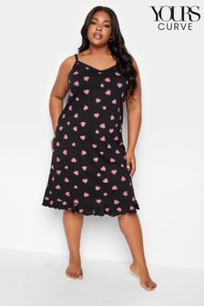 Yours Curve Black Dotty Heart Pintuck Chemise (K77778) | €11