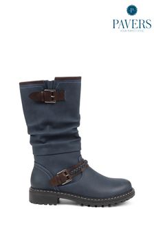 Blue mid calf online boots