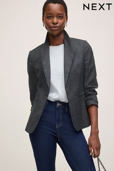 Grey/Black Check Single Breasted Blazer (K77925) | $79