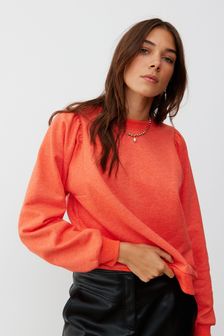 Oliver Bonas Gathered Shoulder Orange Marl Sweatshirt (K78016) | 23 BD