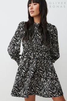 Oliver Bonas Swirl Black Mini Dress (K78042) | $129