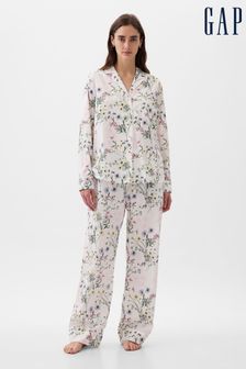 Weißes Modell mit floralem Muster - Gap Popeline-Pyjama-langärmelig​​​​​​​ hemd (K78125) | 39 €