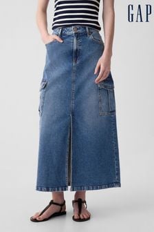 Gap Blue Cargo Denim Maxi Skirt (K78133) | €64