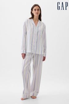 Gap Blue Stripe Poplin Pyjama Long Sleeve Shirt (K78148) | €36