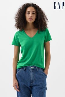 Зеленый - Gap Short Sleeve V Neck T-shirt (K78155) | €13