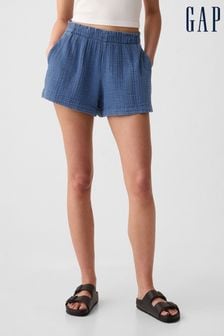 Azul - Pantalón corto de algodón arrugado de Gap (K78178) | 42 €