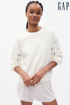 Gap White Vintage Soft Eyelet Sleeve Sweatshirt (K78181) | kr454