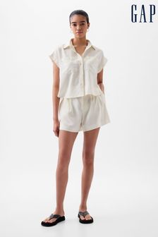 Gap White Linen-Blend Short Sleeve Cropped Shirt (K78214) | €40
