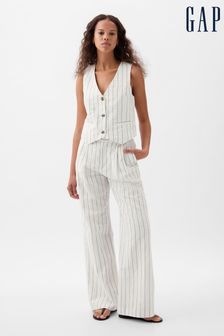 Gap White & Navy Stripe Linen Cotton Waistcoat (K78229) | €51