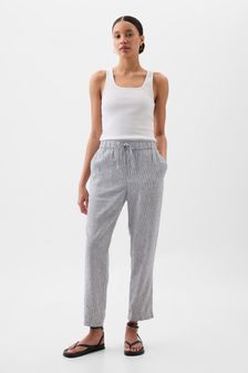Gap Grey Linen Cotton Pull On Taper Trousers (K78241) | €40