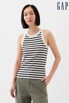 Blanco y negro - Camiseta sin mangas acanalada a rayas con cuello alto de Gap (K78257) | 21 €
