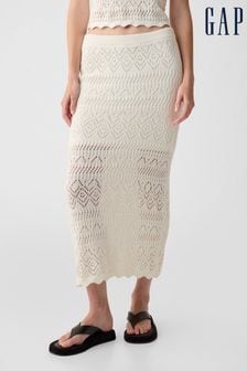 Gap Off White Crochet Pull On Midi Skirt (K78288) | €55