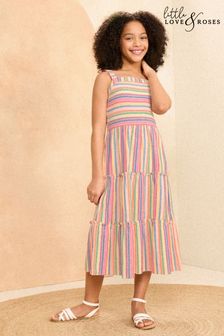 Love & Roses Rainbow Stripe Maxi Dress (5-16yrs)