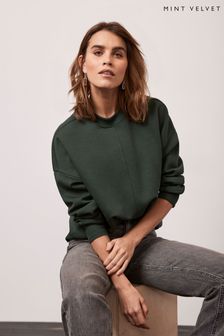 Mint Velvet Green Sage Green Cotton Sweatshirt (K79207) | kr1 080