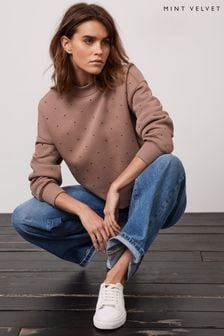 Mint Velvet Cotton Stud Sweatshirt (K79246) | kr1 450