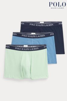 Світло-зелений/синій - Polo Ralph Lauren Класичні стрейчеві бавовняні боксери 3 упаковки (K79421) | 2 575 ₴
