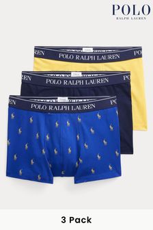 Jaune/Bleu - Polo Ralph Lauren boxers classiques en coton stretch lot de 3 (K79449) | 66€