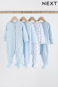 Blue 4 Pack Baby Bear Sleepsuits (0-2yrs) (K79478) | OMR9 - OMR10