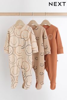 Hnedá - Baby 100% Cotton Sleepsuits 3 Pack (0mths-2yrs) (K79536) | €28 - €31