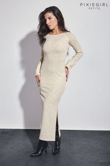 Кремовый - Платье в рубчик с перекрученной отделкой на спине PixieGirl Petite (K79565) | €41