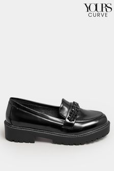 Yours Curve Black Extra-Wide Fit Chunky Diamante Loafer (K79595) | €21