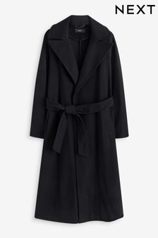 Black Long Belted Maxi Coat (K79615) | $91